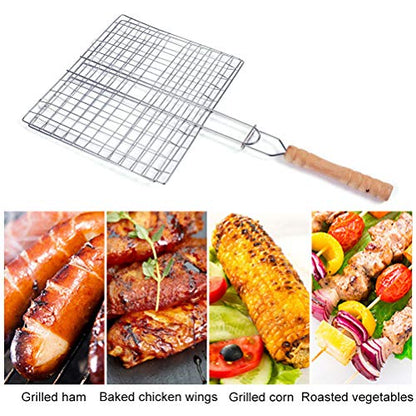 Portable BBQ Grill Basket Long Handle Stainless Steel 1Pcs | Stainless Steel Material, Outdoor Use, Barbeque Grilling, Baskets Grilling, Fish Vegetables, Steak Shrimp