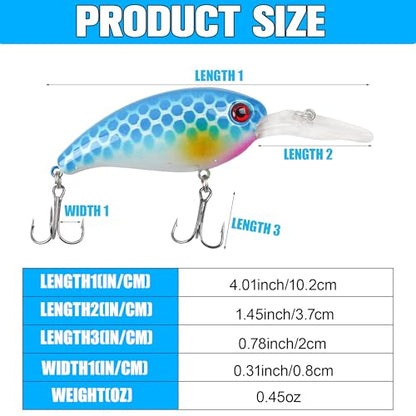 8PCS Fishing Lures Popper Lures Shadllow Deep Diving Swimbait Crankbait Fish Wobble Hard Fishing Baits for Bass Trout Freshwater and Saltwater Fish Tackles 3.54inch/4.0inch - color: 4.0inch - 8pcs