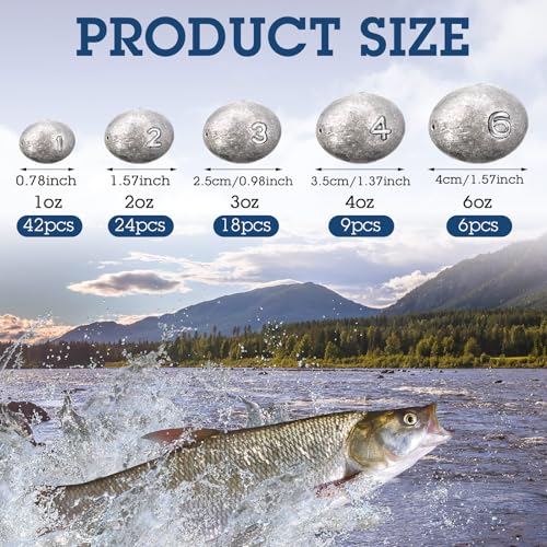 Egg Fishing Sinker Weights Kit Egg Weights Rig Drop Bass Casting Fishing Sinkers Saltwater Freshwater Gear Tackle - size: 1oz,2oz,3oz,4oz,6oz