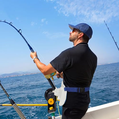 PELLOR 360°Adjustable Padded Fishing Fighting Belt Offshore Tackle Boat Fishing Rod Holder - color: White