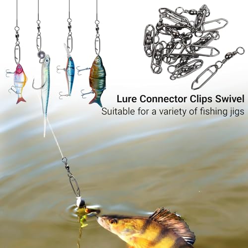 Atibin Saltwater Freshwater Snap Swivels Stainless Heavy Steel Fishing Clips Swivel Barrel Clip Fishing Snaps Rolling Speed Change Black Nickel - size: Size 10+S (42lb) 50 pcs