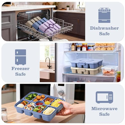 Snackle Box Container, Divided Serving Tray with Lid and Handle, 9 Compartments Snack Box Container for Adults, Portable Charcuterie Serving Platter for Candy Fruit, 9.9 Cups, Dark Blue - color: Dark Blue