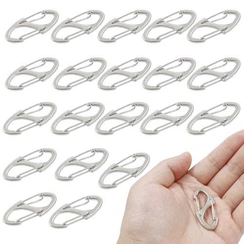 20 Pieces S Spring Snap Hook, Keychain Hook Metal Carabiner Clip, Double Snap Hook for Camping Fishing Hiking Outdoor Sports - style: 1.6"-Silver