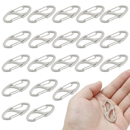 20 Pieces S Spring Snap Hook, Keychain Hook Metal Carabiner Clip, Double Snap Hook for Camping Fishing Hiking Outdoor Sports - style: 1.6"-Silver