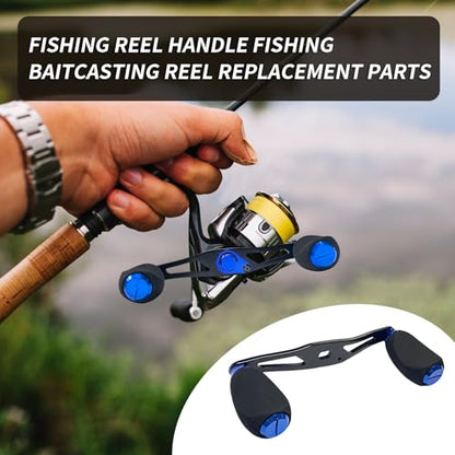 Fishing Reel Handle Fishing Baitcasting Reel Replacement Parts, with EVA Knob and Nut (Black+Blue) - color: Black Blue