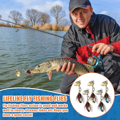 Skylety 10 Pieces Mini Fishing Lures Fishing Hard Baits Hooks Crankbaits Lures Baits Topwater Strong Sound for More Bites Freshwater Saltwater Trout Bass Perch with Box - style: Fly