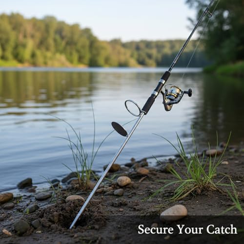 Stainless Steel Fishing Rod Holder Ground Spike for Bank Fishing - Tool-Free Soil Anchor for River & Lake Shorelines