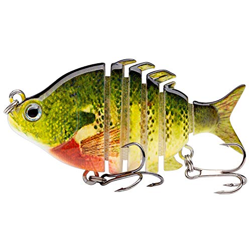 Bassdash SwimPanfish 0.34oz Hard Swimbaits Multi Jointed Topwater Trout Bass Fishing Crank Lure for Freshwater and Saltwater - color: Bluegill