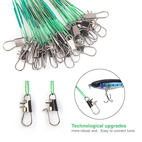 60PCS Fishing Wire Leader, Steel Fishing Leaders with Swivels and Snap, Nylon-Coated Fishing Leader for Connect Fishing Tackle Lures or Hooks, 7.5, 11.7, 12.9 Inch