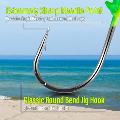 Dr.Fish 10 Pack Underspin Jigs Heads Freshwater Fishing Jig Spinner Stand up Swimbait Bass Walleye Fishing Hooks Willow Blade Round Bottom - color: Glow White, size: 1/2oz