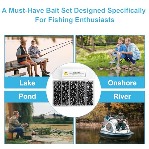 200/350 Pcs Premium Split Shot Fishing Weights Sinkers, Removable Leakproof Fly Fishing Split Shot for Freshwater & Saltwater， Bass Trout Circular Accessories - 5/6 Sizes - size: 200/5 Size Round