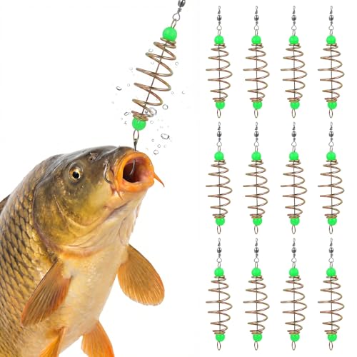MAGICLULU Luminous Bead Spring Fish Bait Olive Shape Fishing Feeder Carp Bait Cage Fishing Accessories for Outdoor Angling
