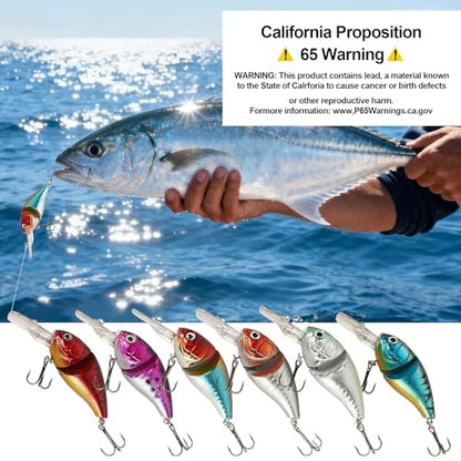 Jointed Minnow Crankbait Fishing Lure: 5pcs Jerkbait Sinking Hard Baits for Bass Trout Catfish Musky Bluegill Fishing Plug - color: 5pcs Short