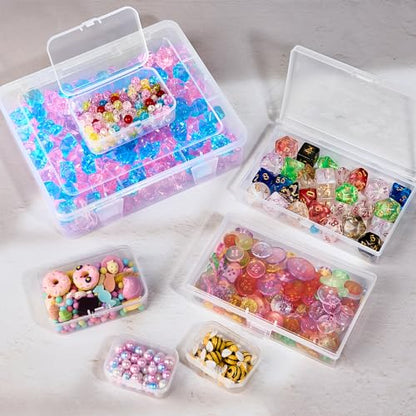 7 Pack Mixed Sizes Rectangular Mini Plastic Containers Clear Plastic Storage Boxes with Hinged Lids Empty Beads Organizers for Small Items Art Craft Jewelry Projects - size: 4 Size 7 Pcs