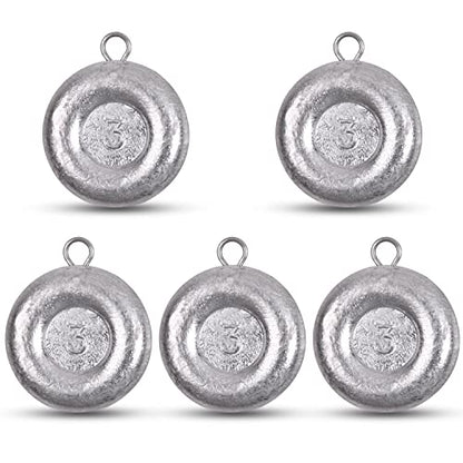 Disc Sinkers Fishing Weights, Coin Sinkers Weights Saltwater Surf Fishing Weights Catfishing Gear Tackle 8oz 6oz 5oz 4oz 3oz 2oz 1oz - style: 3oz-5pack