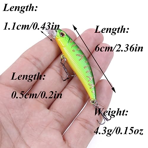Jerk Baits for Bass Fishing, Jerkbait Fishing Lures, Minnow Lures Jerk Bait for Freshwater/Saltwater Fishing Lures for Trout Pike, 5pcs/10pcs with Box - color: C:2.56in/0.15oz/10pcs