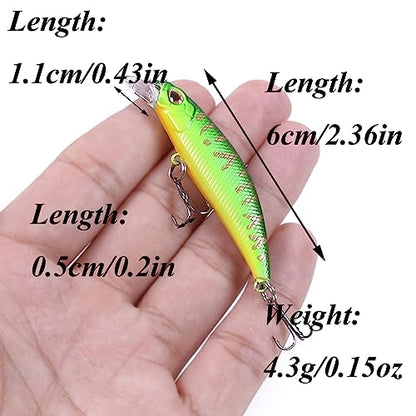 Jerk Baits for Bass Fishing, Jerkbait Fishing Lures, Minnow Lures Jerk Bait for Freshwater/Saltwater Fishing Lures for Trout Pike, 5pcs/10pcs with Box - color: C:2.56in/0.15oz/10pcs