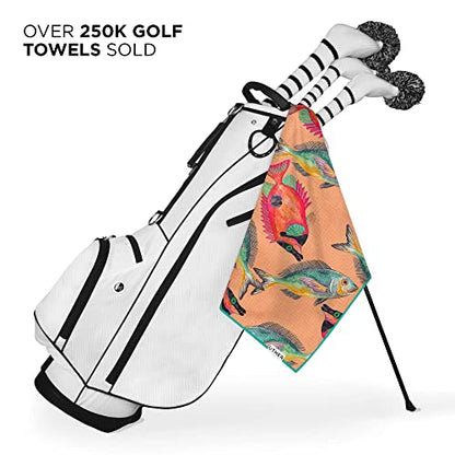Uther Tour Golf Towel in Multi Fashion Prints, Golf Towels for Golf Bags for Men and Women Golf Accessories, Dual Hanging Microfiber Sports Towel (20 Inch x 40 Inch)