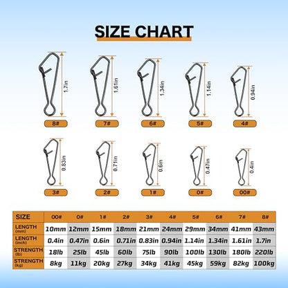 High-Strength Fishing Snaps Stainless Nice Snaps Fishing Clips Lure Hook Connector Quick Change Lock Saltwater Fishing Accessories - size: #6 (130lb) / 100PCS