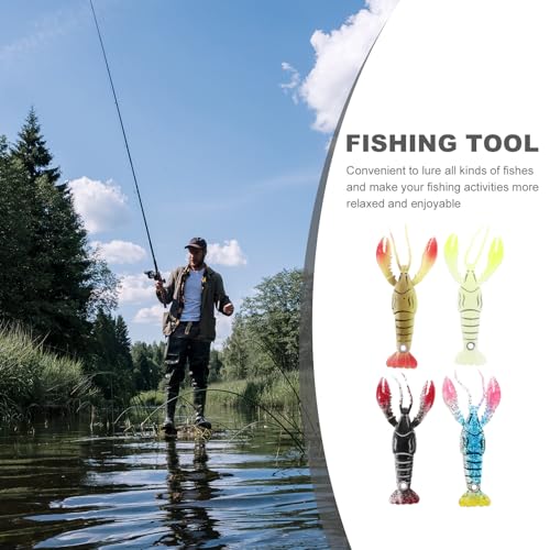 Abaodam 4pcs Soft Crawfish Fishing Lures 95mm Wear-Resistant Reusable Bionic Soft Baits Kit for Freshwater Bass and Outdoor Fishing