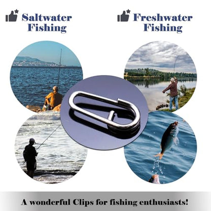 FishTrip Oval Split Rings, 50pcs Quick Change Clips for Fishing Lures | Stainless Steel, Corrosion Resistance, Fishing Power Speed Clips Snaps Fishing Swivels Tackle for Freshwater Saltwater - size: 4#_50pcs