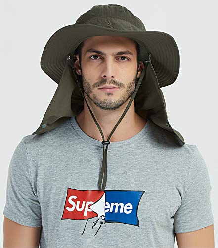 DDYOUTDOOR™ 07-281 Fashion Summer Outdoor Sun Protection Fishing Cap Neck Face Flap Hat Wide Brim - color: Army Green