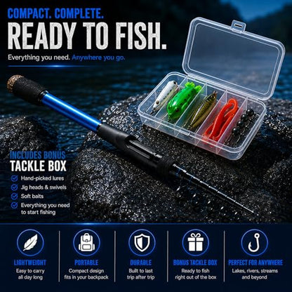 Telescopic Fishing Rod, Ultralight Carbon Fiber Travel Spinning Rod, Portable Collapsible Fishing Pole for Crappie, Bluegill, Perch, Trout, Bass and Walleye - style: Mgm-mc80mhs