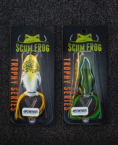Southern Lure Scum Frog Painted Trophy Series Topwater Bass Fishing Hollow Body Frog Lure with Weedless Hooks, Natural Black and Green, 5/8 Ounce, SCMTRO