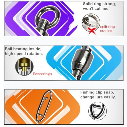 AMYSPORTS High Strength Snap Swivels Stainless Bearing Rolling Fishing Swivel Freshwater Snap Swivels Fishing Clip Steel Black Nickel - size: Size 7+XL (177lb) 50 pcs