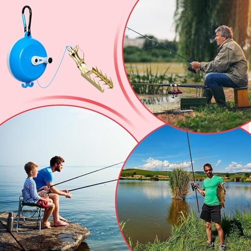 Fishing Lure Retriever - Durable Body, Rescue Tackle Tool, Bait Saver Device, 9.84ft PE Rope Longtail Fishing Accessory | for Saltwater Freshwater Angling Boat Pier River Lake - color: White and blue