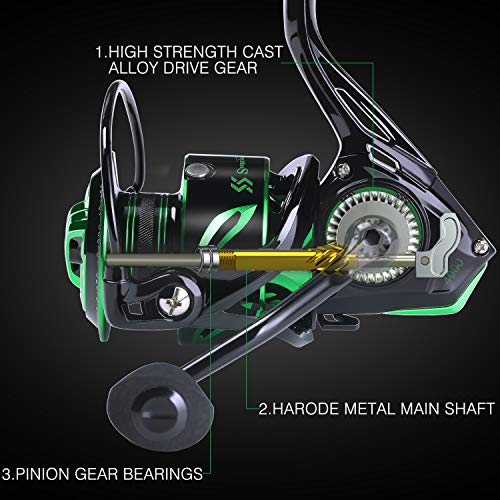 Sougayilang Fishing reels Light Weight Saltwater Spinning Reel - 39.5 LB Carbon Fiber Drag,12+1 BB Ultra Smooth All Aluminum Inshore Reel - size: 3000