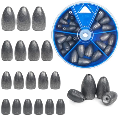 Fishing Weights Bullet Sinkers Flipping Weights for Bass Fishing Punching Carolina Rig Texas Rig Worm Sinker Freshwater Saltwater 1/8oz 3/16oz 1/4oz 3/8oz - style: Mix Size-29pcs