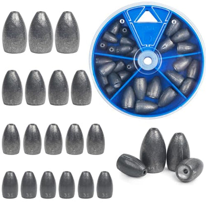 Fishing Weights Bullet Sinkers Flipping Weights for Bass Fishing Punching Carolina Rig Texas Rig Worm Sinker Freshwater Saltwater 1/8oz 3/16oz 1/4oz 3/8oz - style: Mix Size-29pcs