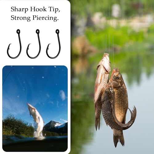 10PCS High-Carbon Steel Circle Hooks Barbed Fishing Hooks with Holes, Freshwater and Saltwater Fishing Hooks for Tuna, Catfish, Bass - size: #4