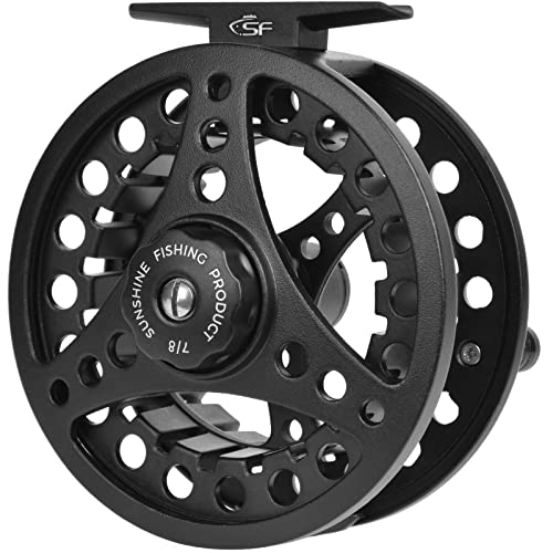 SF SF-001 Large Arbor Fly Fishing Reel with Aluminum Alloy Body 3/4wt 5/6wt 7/8wt Die Cast Pre-Loaded Fly Reel with Line Combo for Trout Bass Carp Pike Panfish - color: Matt black-Unloaded, size: 7/8wt