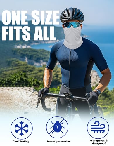 JHYWELL Cooling Neck Gaiter Face Mask, UV Protection Masks Gator, Windproof Bandana for Skiing, Fishing, Hiking, Cycling - color: White Pack