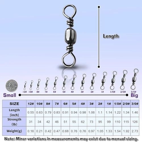 Fishing Barrel Swivels - 50Pcs/100pcs Solid Ring Rolling Swivel Connector High Strength Fishing Terminal Tackle for Saltwater Sea Fishing - size: 7#
