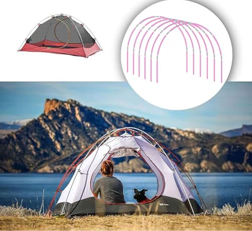 DIY Tent Pole, Replacement Tent Pole, Greenhouse Hoops,Telescopic Rod,Long Approximately 52ft, Diameter - 6.5mm,36 Pack, for Hiking Camping Backpacking Tent - color: 17 inches- 36 packs (Pink)