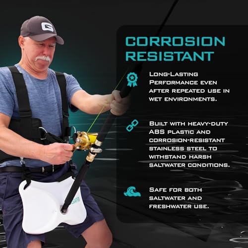 GAFFER SPORTFISHING Adjustable Fishing Belt & Shoulder Harness - Safety Buckle with Foam-Padded Straps Fish Rod Holder - color: Shoulder Harness - Black