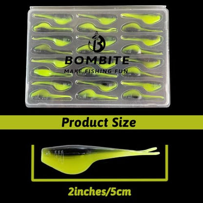 Split-Tail Crappie Lures - 24pcs Soft Plastic Lures for Bluegill, Panfish, Trout, Bass - color: Blue-green