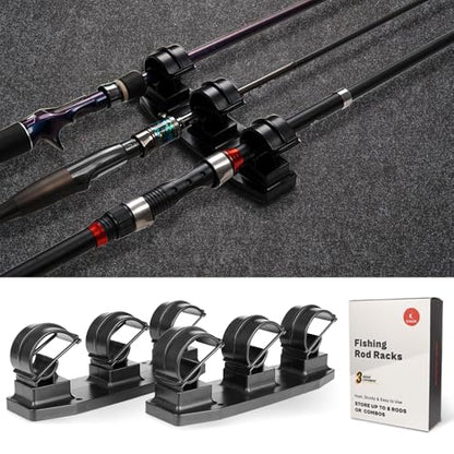 VEYWANE Fishing Rod Racks for Boat/Wall/Truck Bed, 3-Poles Storage Holders with Rubber Band Clips - color: 2 Racks for 3 Rods