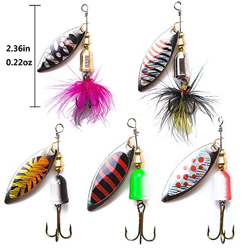 KINGFOREST 10-20pcs Fishing Lures Spinnerbait for Bass Trout Salmon Walleye Hard Metal Spinner Baits Kit with Tackle Box - style: 10pcs