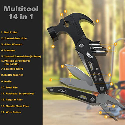 RUSH DEER 14-in-1 Multitool, Valentines Day Gifts for Men Dad Gifts, Mini Hammer Multitool, Small Hammer Tool, Survival Gear and Supplies, Christmas Gift for Boy Husbands - style: Best Gift Idea