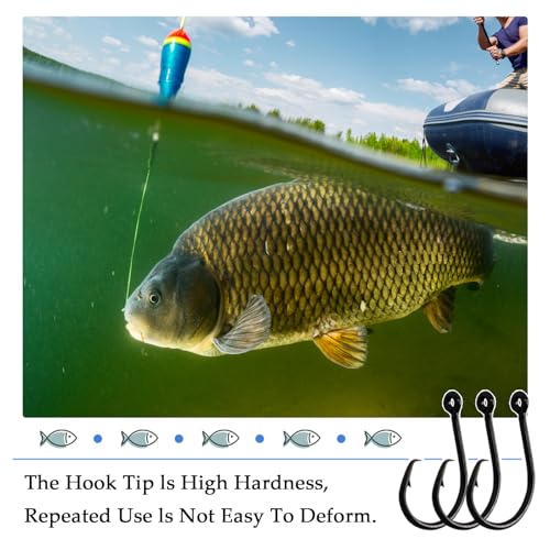10PCS High-Carbon Steel Circle Hooks Barbed Fishing Hooks with Holes, Freshwater and Saltwater Fishing Hooks for Tuna, Catfish, Bass - size: #4