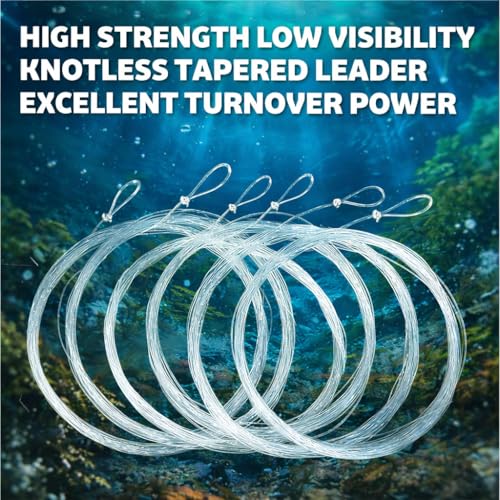 Aventik Fly Fishing Tapered Leader Pre-Tied Loop Fishing Leader Line 7.5FT 9.0FT 12FT - size: 7.5FT-6pack