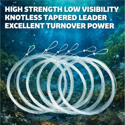 Aventik Fly Fishing Tapered Leader Pre-Tied Loop Fishing Leader Line 7.5FT 9.0FT 12FT - size: 12FT-6pack
