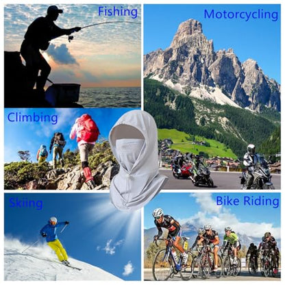 Cooling Balaclava Face Mask Sun UV Protection Hood Full Head Mask Face Cover with Breathable Holes for Cycling Fishing - color: Light Gray