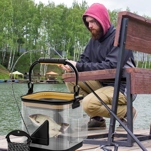 Fishing Bucket - Portable Transparent Fishing Basket, Durable Fish Storage Organizer, Water-Resistant Container | Crappie Saltwater Inshore Pike for Crappie Saltwater Inshore Pike