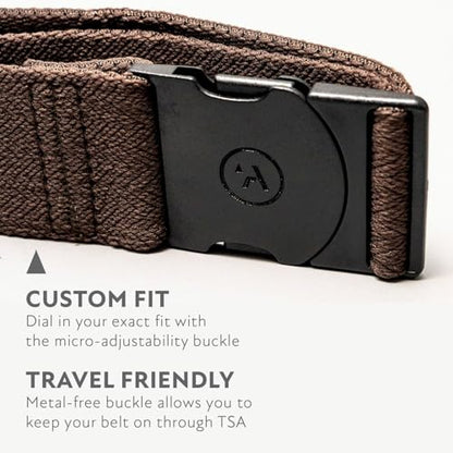 Arcade The Original Unisex Adventure Belt, Heavy Duty Elastic Webbing, Non-Metal Travel Friendly Buckle - color: Medium Brown, size: Standard (Up to 40"); 1.5" Wide