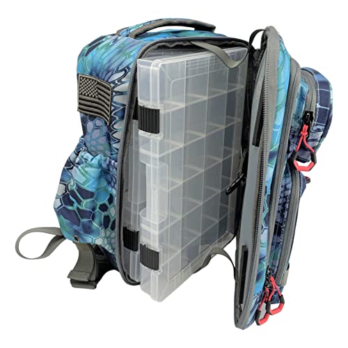 Ego Kryptek Tactical Fishing Sling Pack with 3 Tackle Trays, Camo | 1000D Nylon, Rod Holder, Molle Loops, Water Resistant Storage, Bottle Holder - color: Pontus, size: Sling Bag - Regular